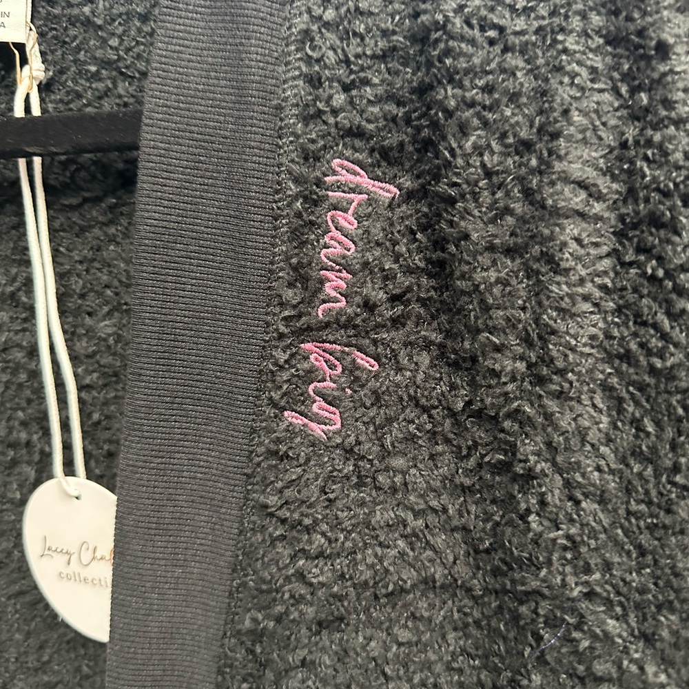 Lacey Chabert Marshmallow Chenille "Dream Big" cardigan in black - Picture 3 of 4